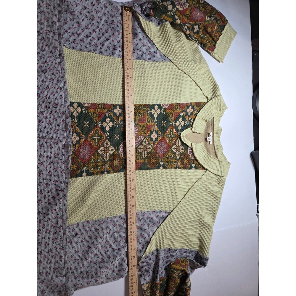 Pol Patchwork Floral Print Pullover Top Waffle Kn… - image 6